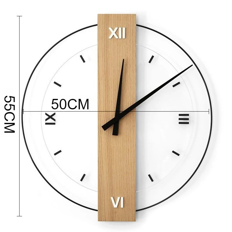 Solid Wood Silent Wall Clock Modern Nordic Home Decor