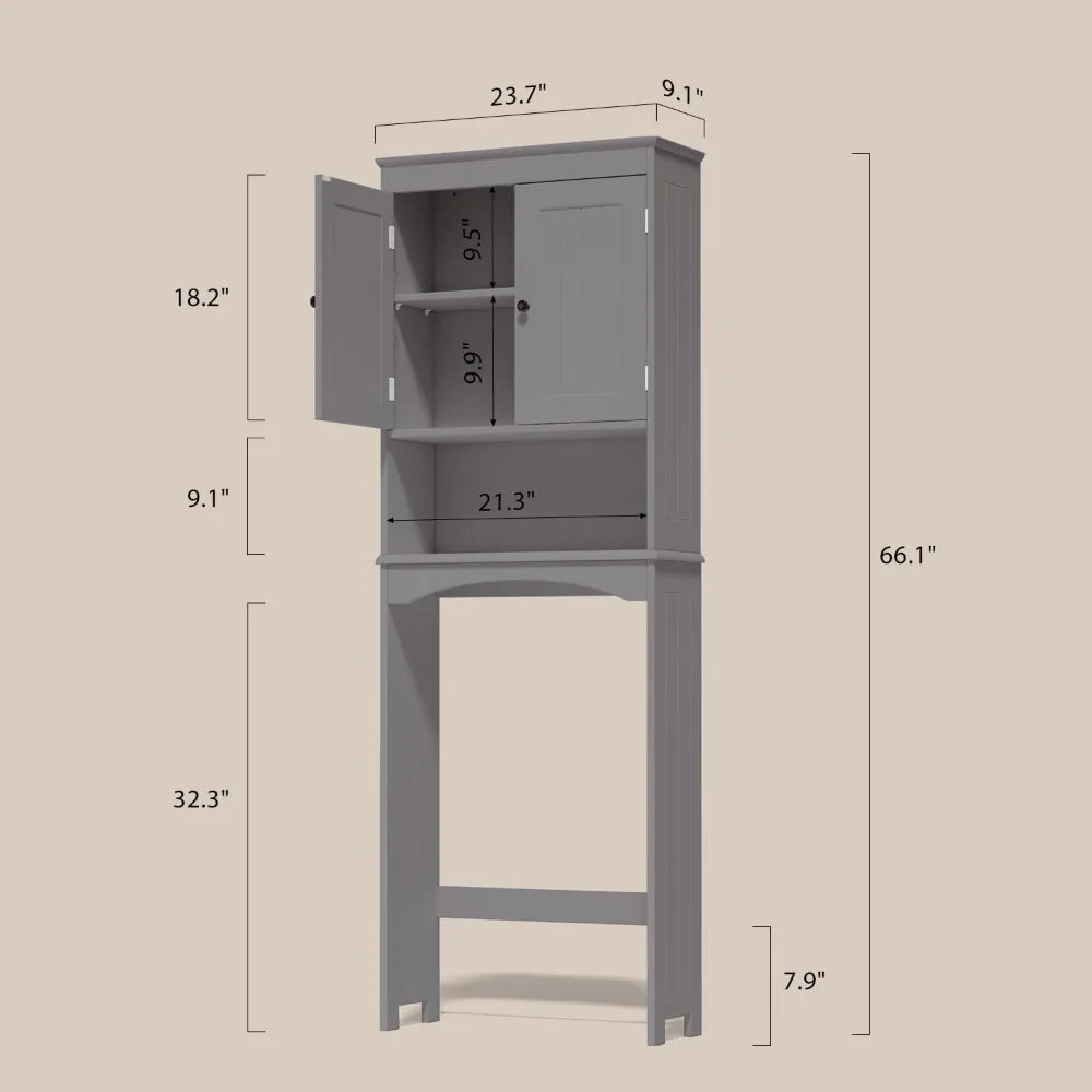 Over The Toilet Storage Cabinet With Adjustable Shelf Double Doors
