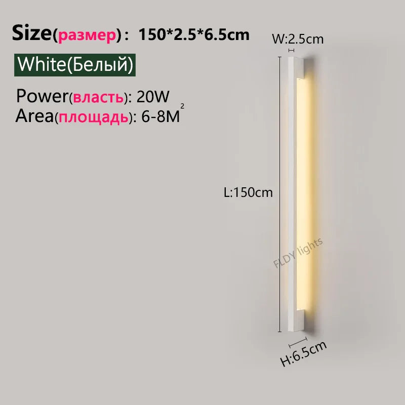 Nordic Minimalist Modern Designer 110V 220V LED Wall Lamp Living Room Hotel Aisle Corridor Bedroom Room Bedside Long Wall Light