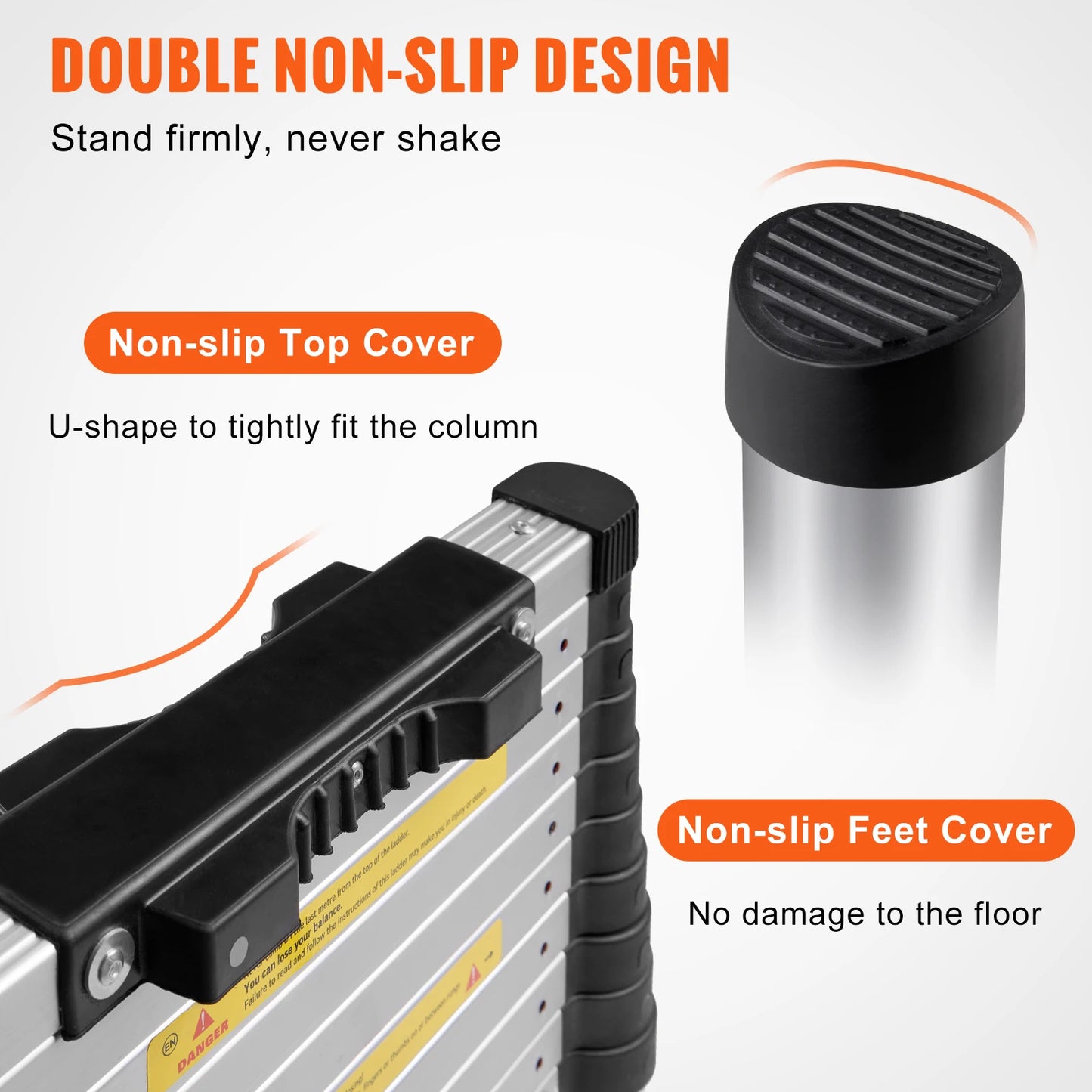 SucceBuy Telescoping Ladder Aluminum One Button Retraction Collapsible