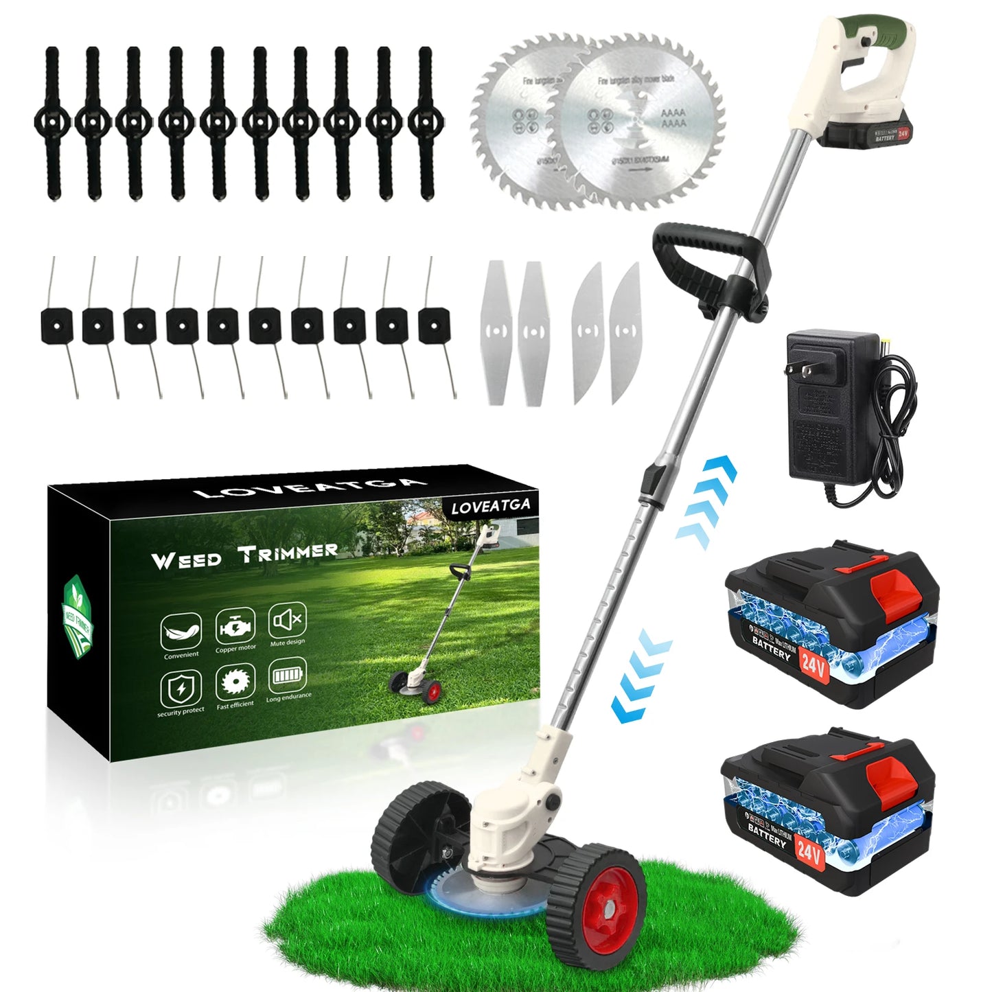 21V Cordless Lawn Mower 3 In 1 Trimmer Edger And Brush Cutter