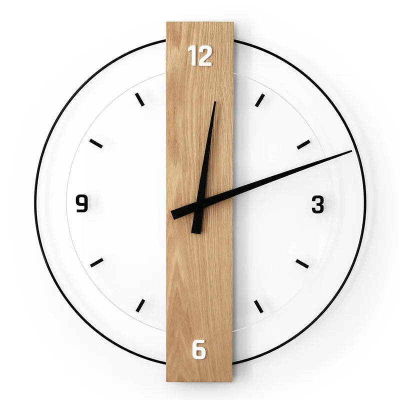 Solid Wood Silent Wall Clock Modern Nordic Home Decor