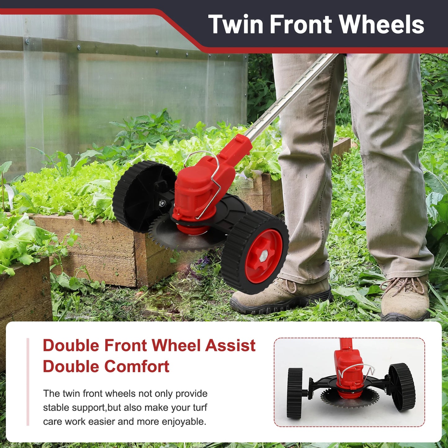 Three In One Cordless Grass Trimmer Edger With Wheels 21V Battery