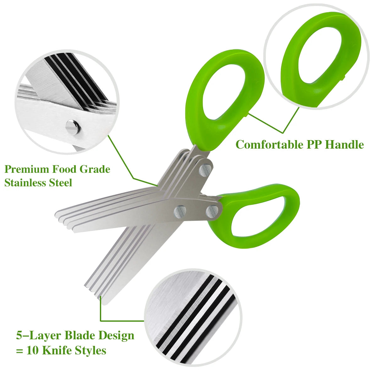 Stainless Steel Kitchen Scissors 5 Layered Onion And Herb Shredder