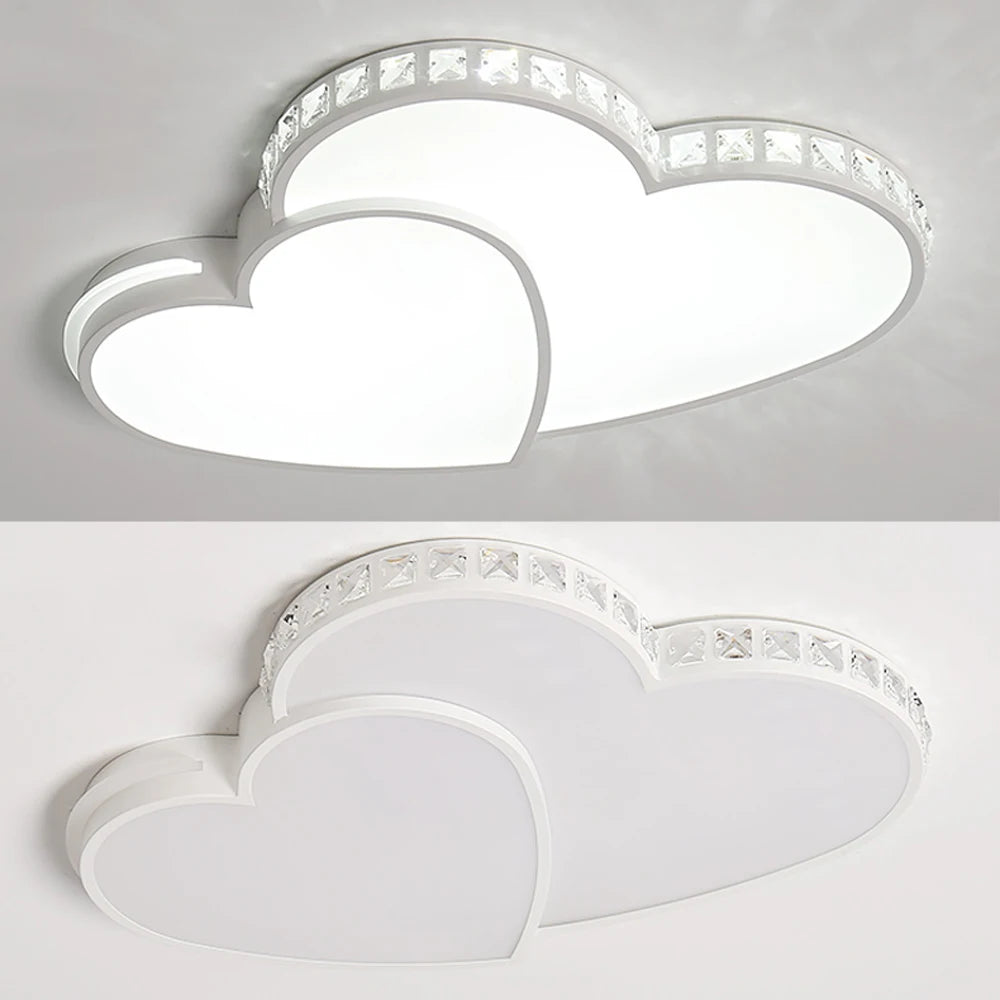 Heart Shaped Crystal LED Ceiling Light Fixture For Kids Rooms
