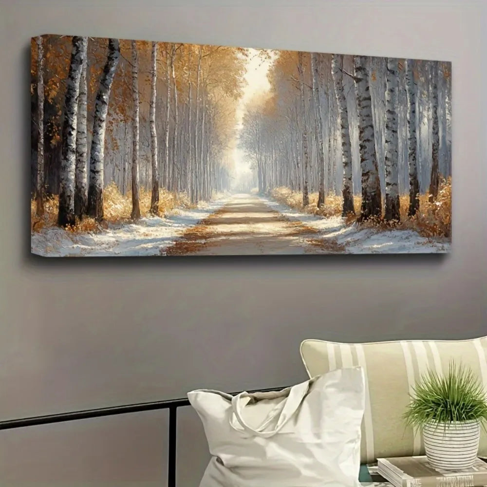 Panoramic Forest Wall Art in Pine Frame