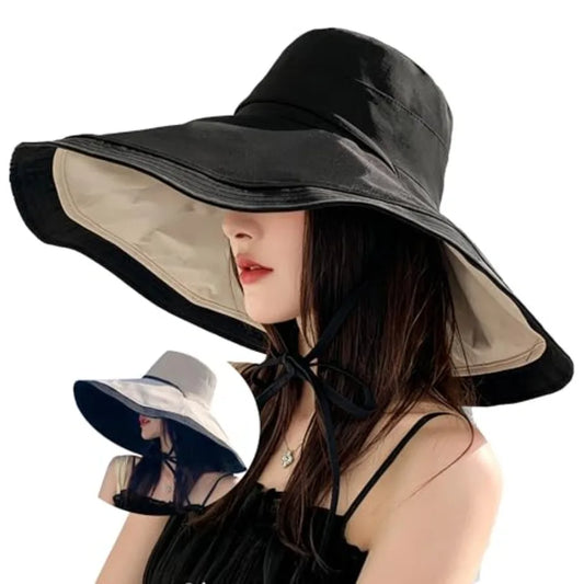 Extra Wide Brim Sun Hat Women UV Protection Reversible Packable