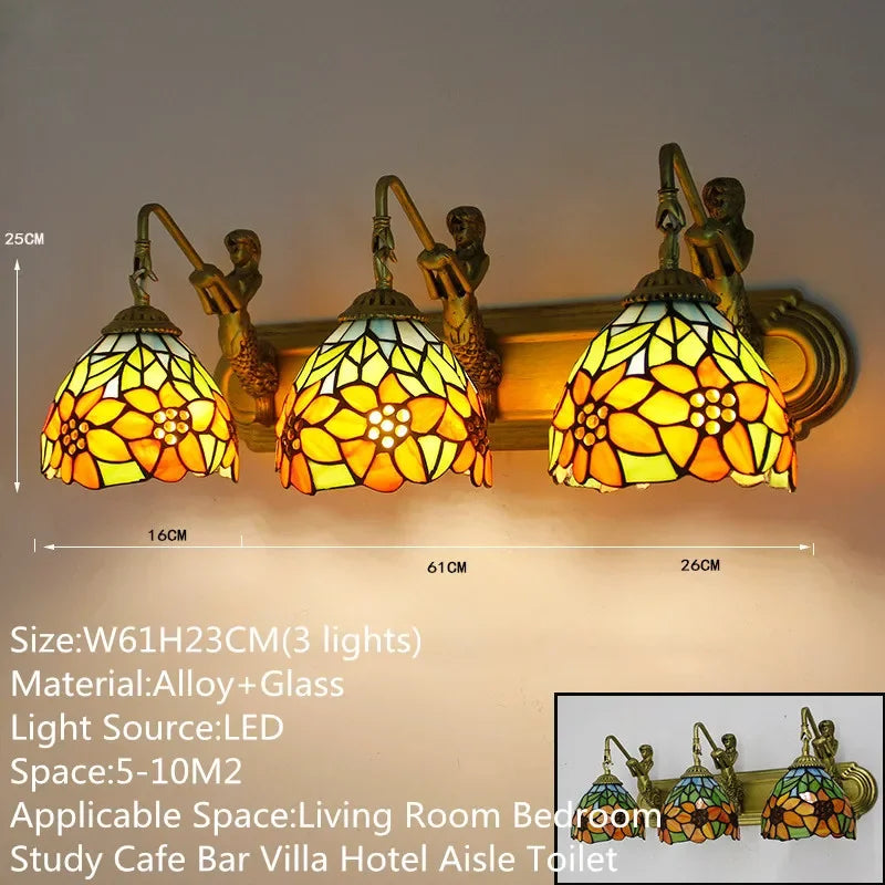 KARLOS Tiffany Luxury Wall Lamp American Creativity Living Room Bedroom Hotel Villa Cafe Bar Aisle Dresser Toilet Mirror Light