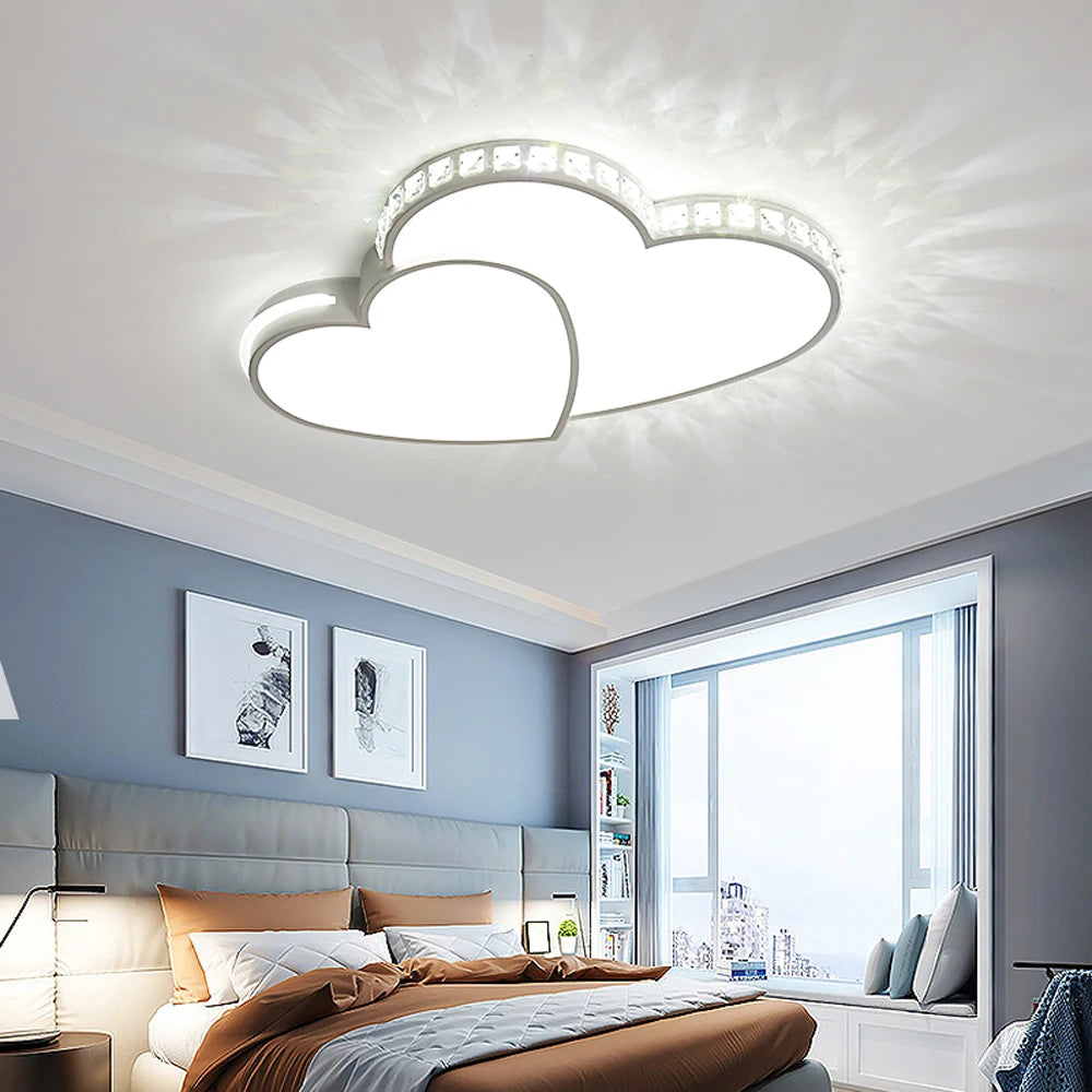 Heart Shaped Crystal LED Ceiling Light Fixture For Kids Rooms