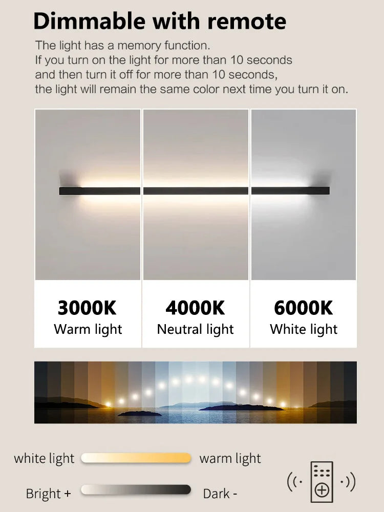 Nordic Minimalist Modern Designer 110V 220V LED Wall Lamp Living Room Hotel Aisle Corridor Bedroom Room Bedside Long Wall Light