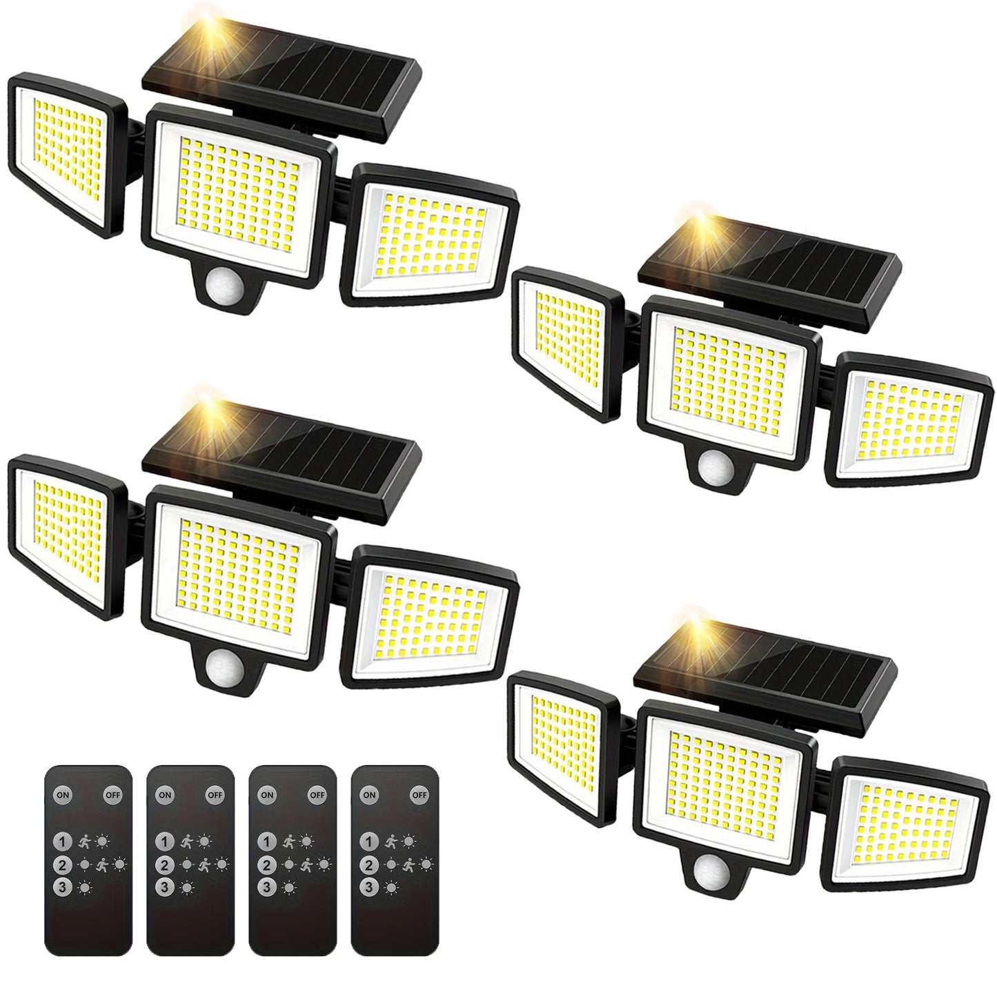 SZRSTH Three Head Solar Outdoor Light With Motion Sensor And Wireless Remote