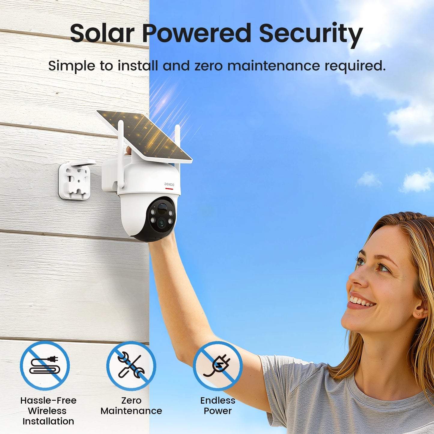 DEKCO 3MP Solar Camera System 2 Camera Kit With Home Hub Alexa