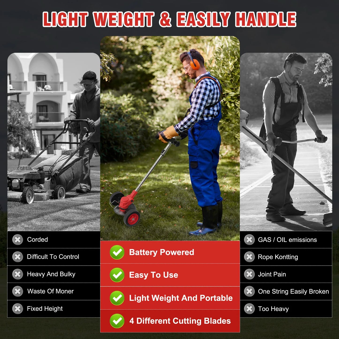 21V Cordless Lawn Mower And 3in1 Garden Trimmer Kit