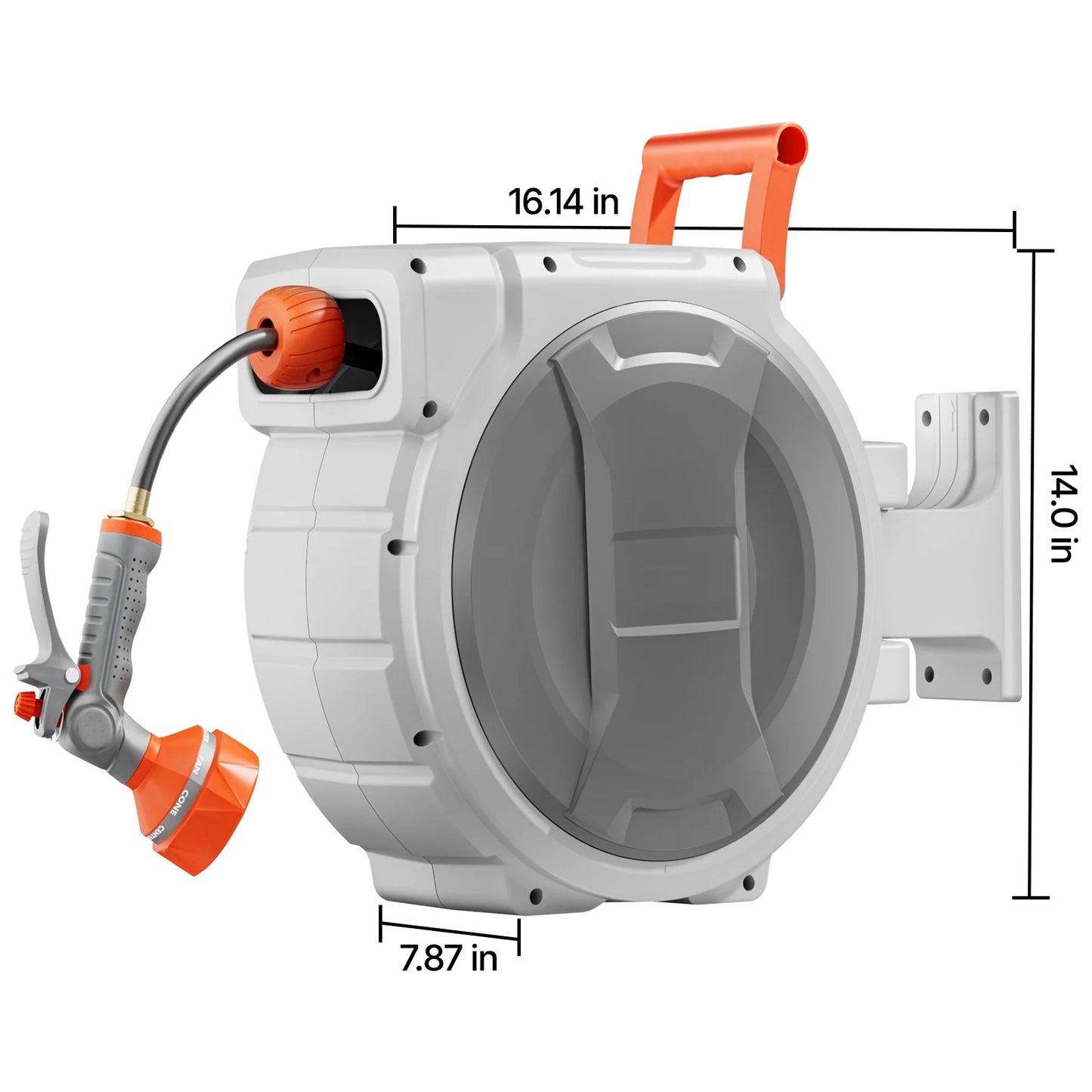 SucceBuy Retractable Garden Hose Reel With 9 Pattern Nozzle And 180 Swivel