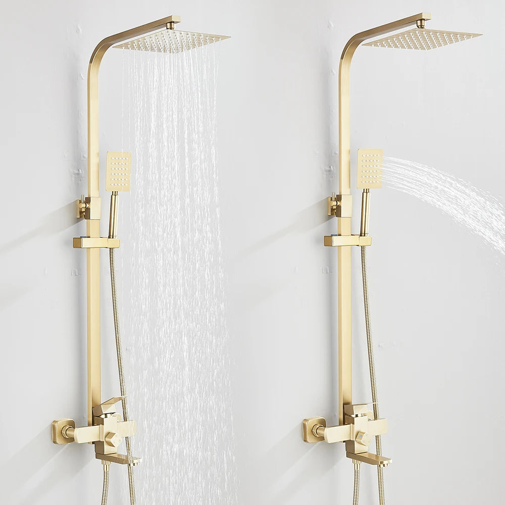 Quyanre Brushed Shower System 3in1 Rain Handheld Dual Control