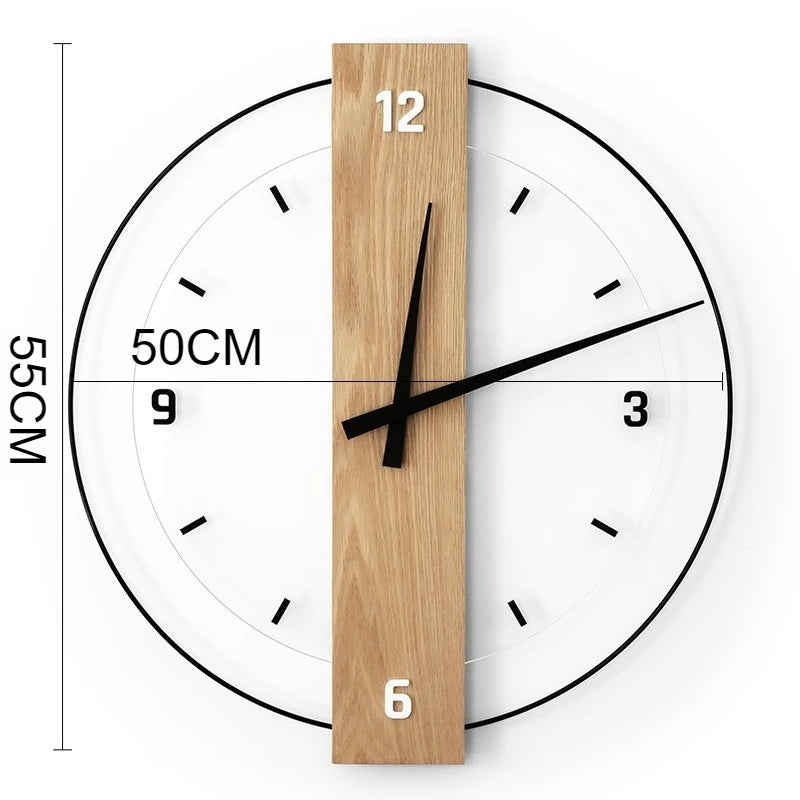 Solid Wood Silent Wall Clock Modern Nordic Home Decor