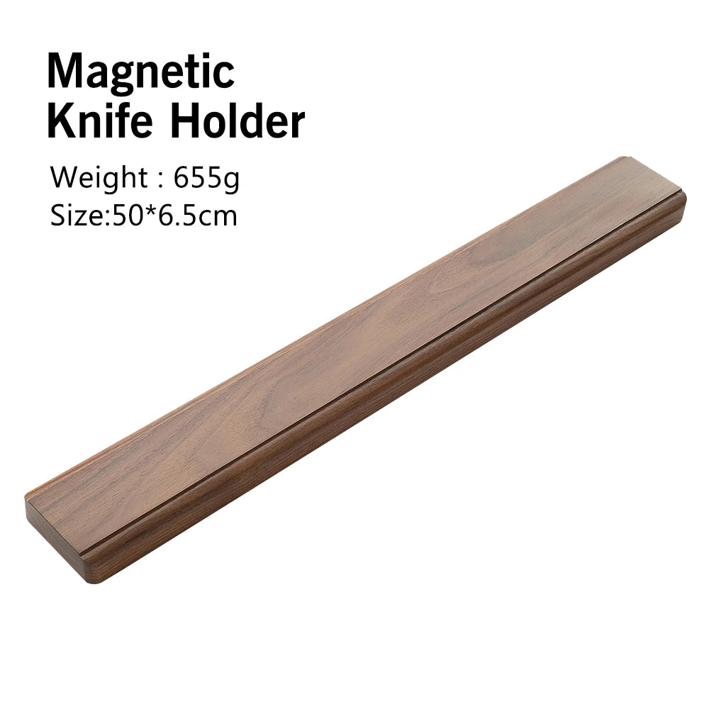 XINZUO Magnetic Knife Holder Walnut Wood Wall Mount