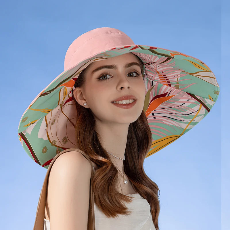 Cotton European American Double Sided Fisherman Sun Hat for Women