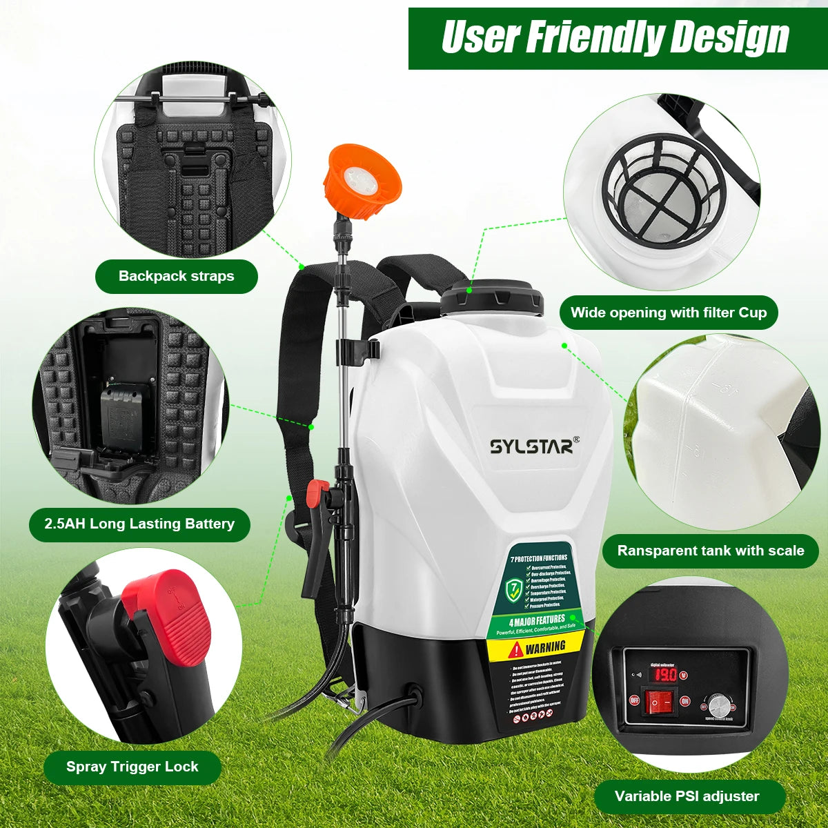 Backpack Sprayer Battery Powered 100 PSI Garden Sprayer