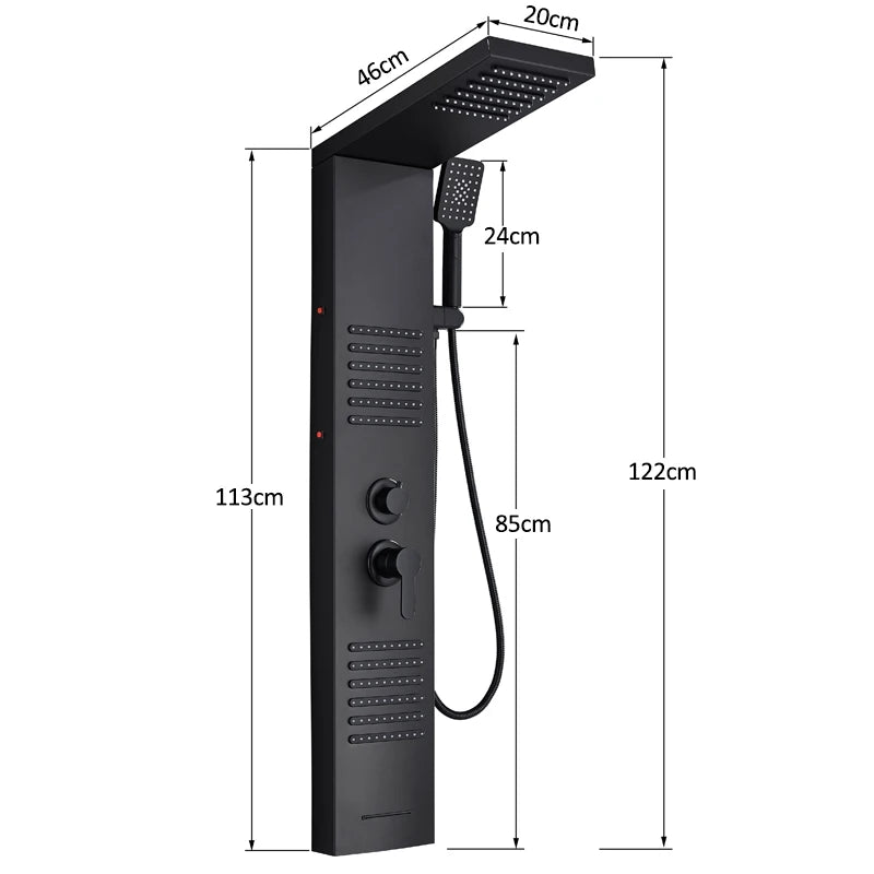 Quyanre LED Shower Panel Tower System With Rain Massage Jets