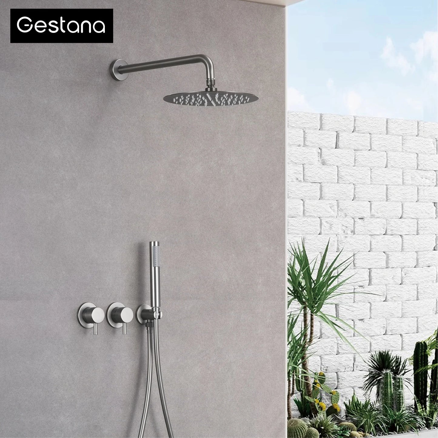Gestana Luxury Brass Wall Mounted Shower System With Dual Handles