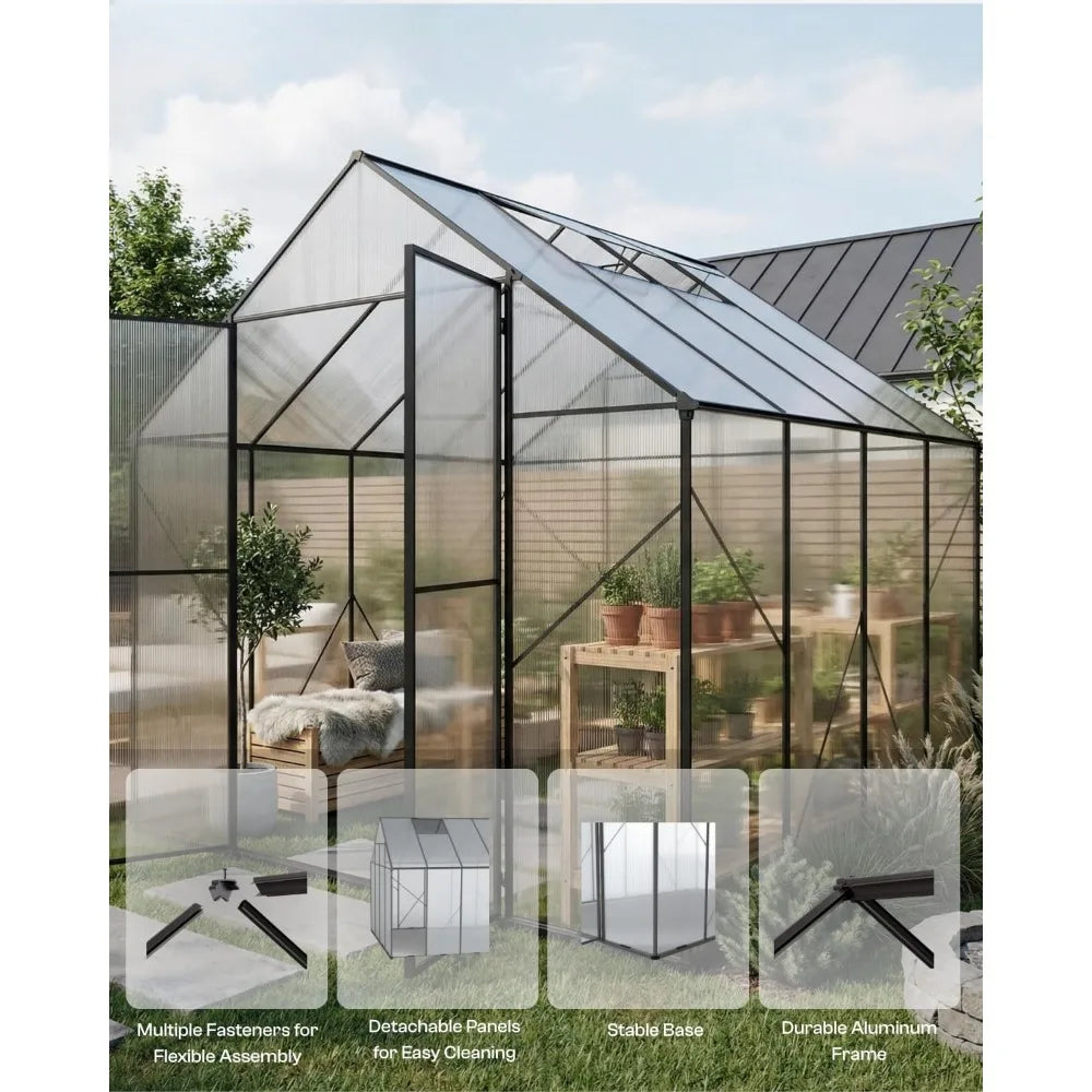 Outdoor Polycarbonate Greenhouse With Aluminum Frame And Roof Vent