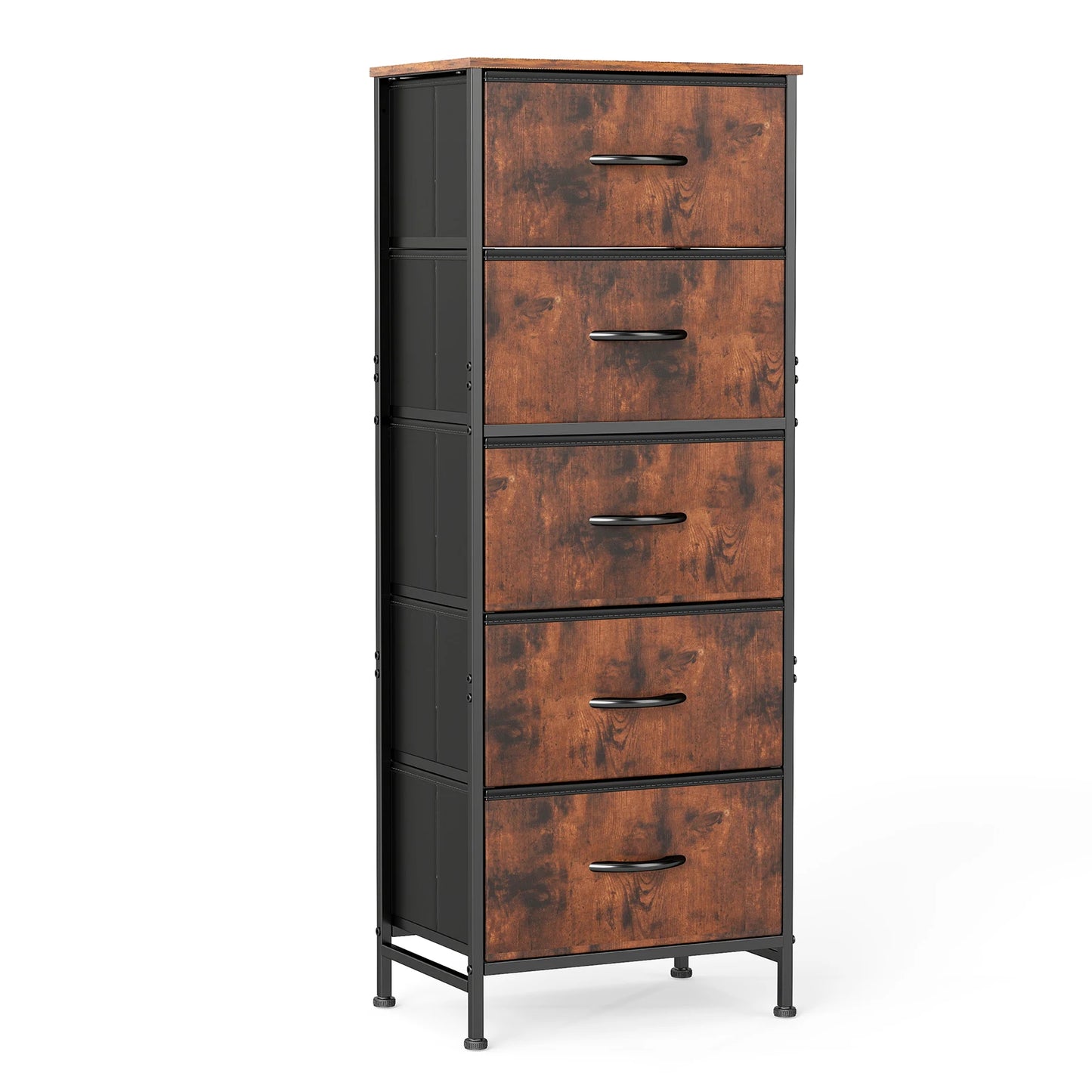 JHK 5 Drawer Dresser With Steel Frame For Bedroom Wardrobe