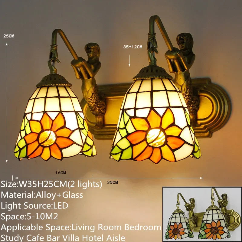 KARLOS Tiffany Luxury Wall Lamp American Creativity Living Room Bedroom Hotel Villa Cafe Bar Aisle Dresser Toilet Mirror Light