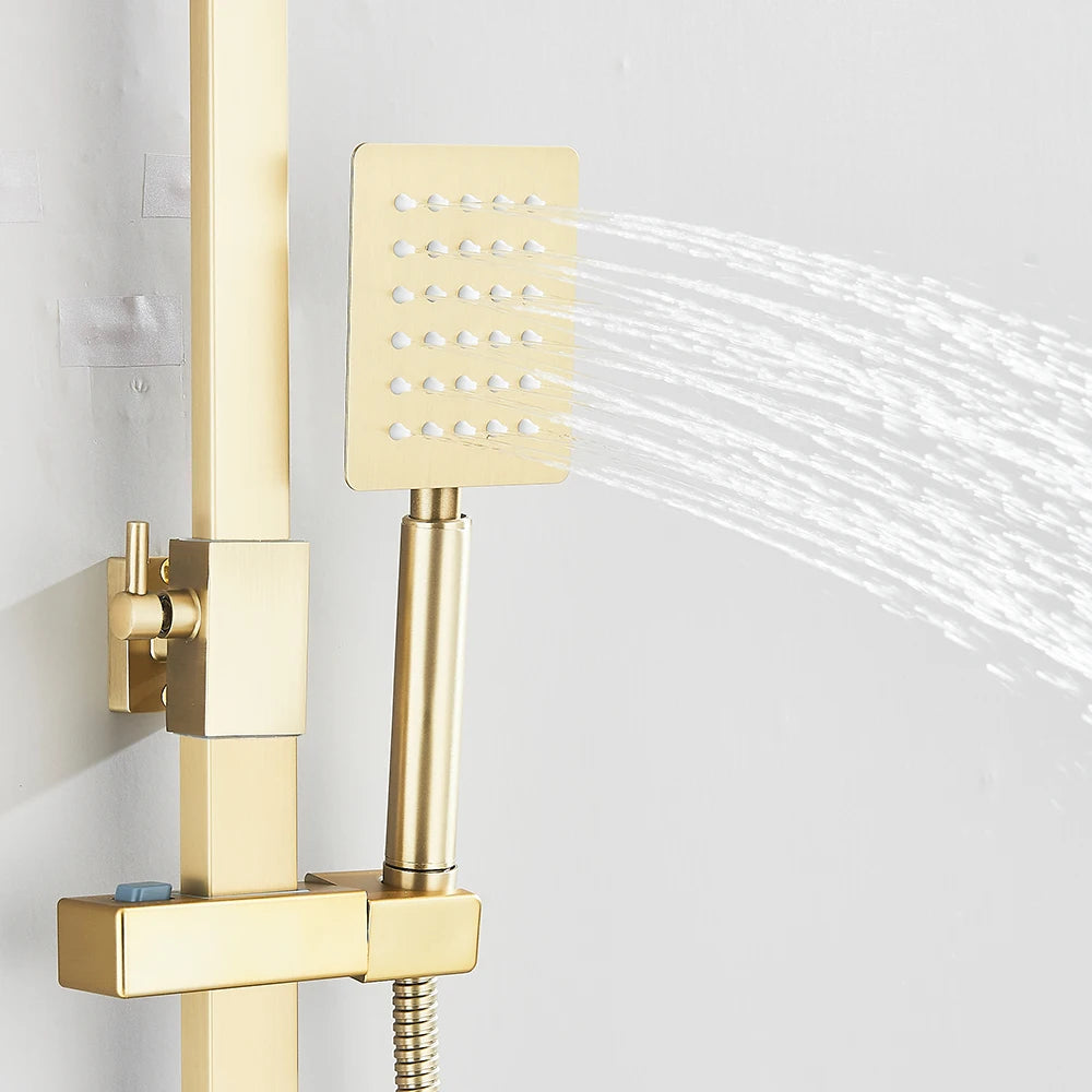 Quyanre Brushed Shower System 3in1 Rain Handheld Dual Control
