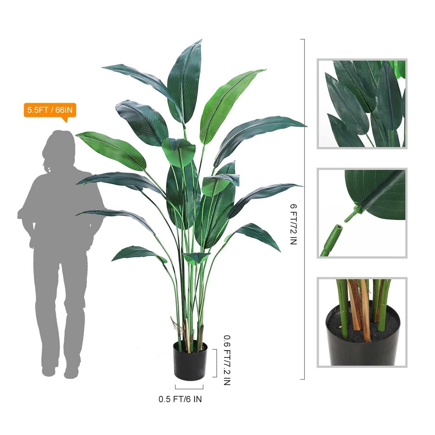 Studyset Artificial Bird Of Paradise Plant Faux Palm Outdoor Decor