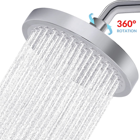 Stainless Steel 6 Inch Rain Shower Head Wall Mount Adjustable High Pressure