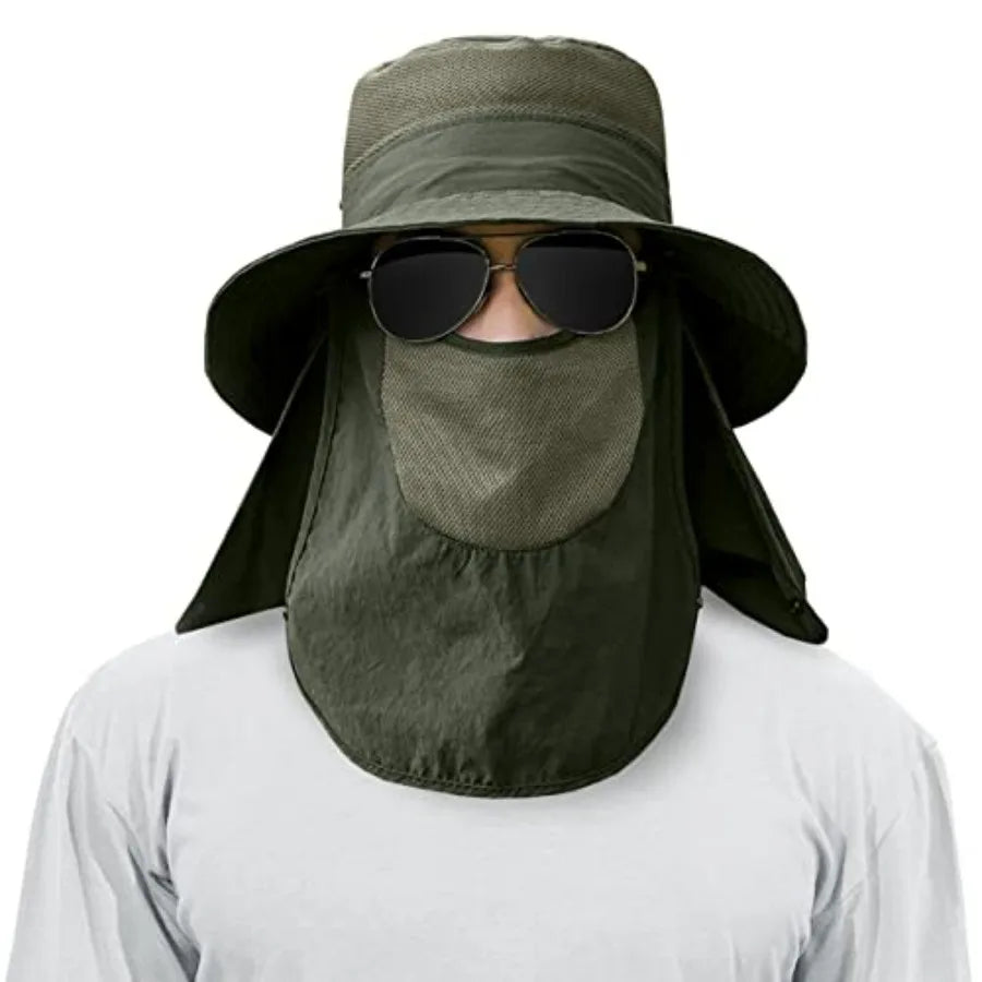 3 Pack Mens Outdoor Wide Brim Hat With Face Neck Flap UPF 50 Plus