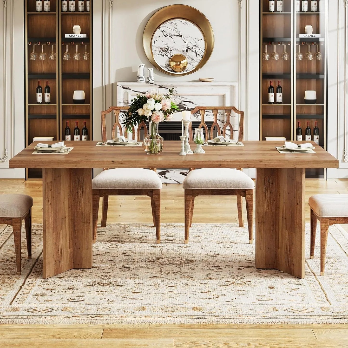Little Tree Farmhouse Dining Table For Living Room