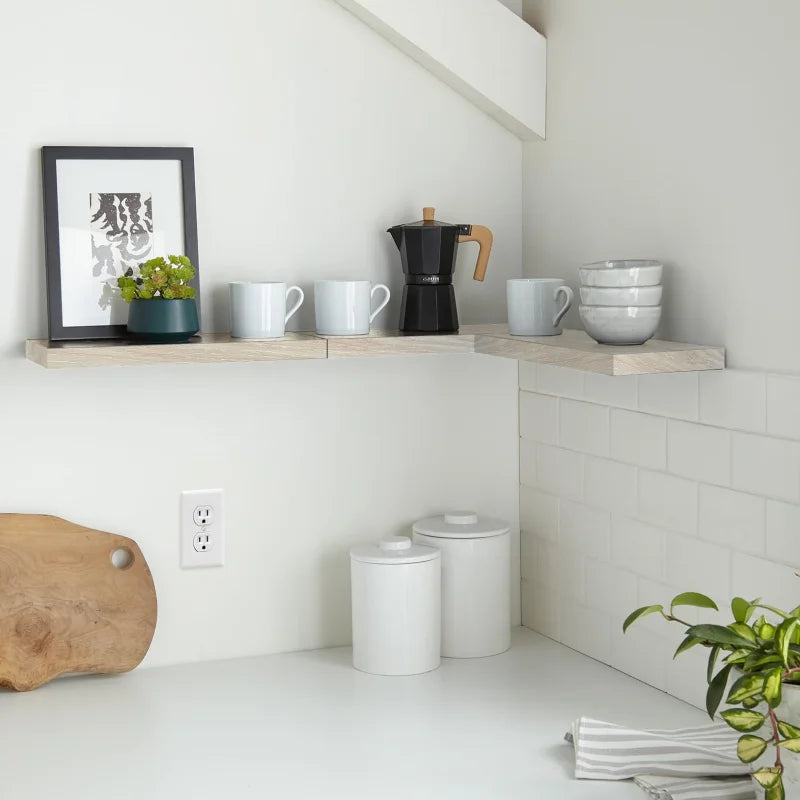 Wood Wall Mounted Shelf For Living Room Modern Classical Style