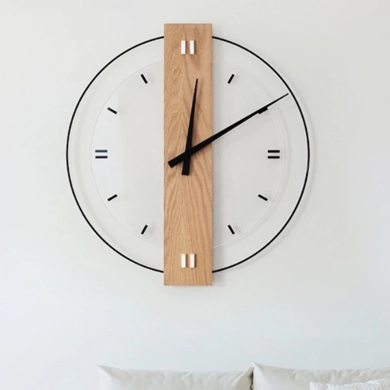 Solid Wood Silent Wall Clock Modern Nordic Home Decor